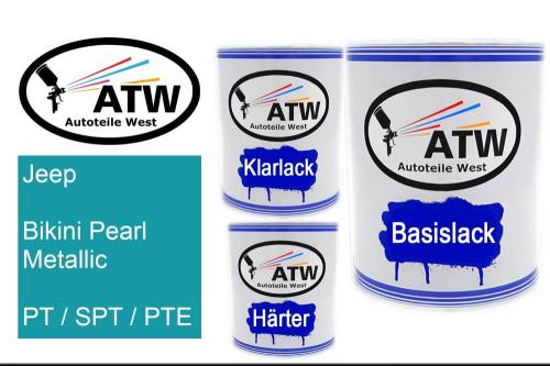 Jeep, Bikini Pearl Metallic, PT / SPT / PTE: 1L Lackdose + 1L Klarlack + 500ml Härter - Set, von ATW Autoteile West.